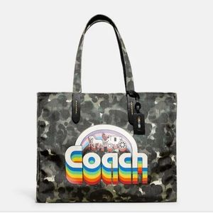 100 Percent Recycled Canvas Tote 42 With Camo Print And Rainbow Horse And Carria